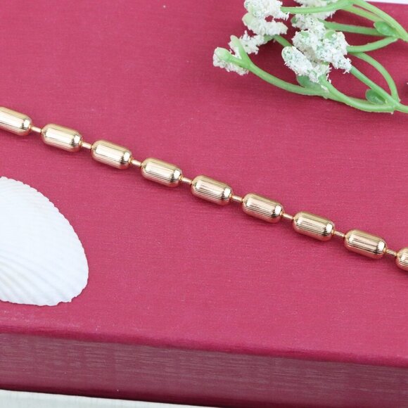 "Textured Barrel Beads Rose Gold Bracelet with Adjustable Extender, XPBL1135 - Picture 13 of 13